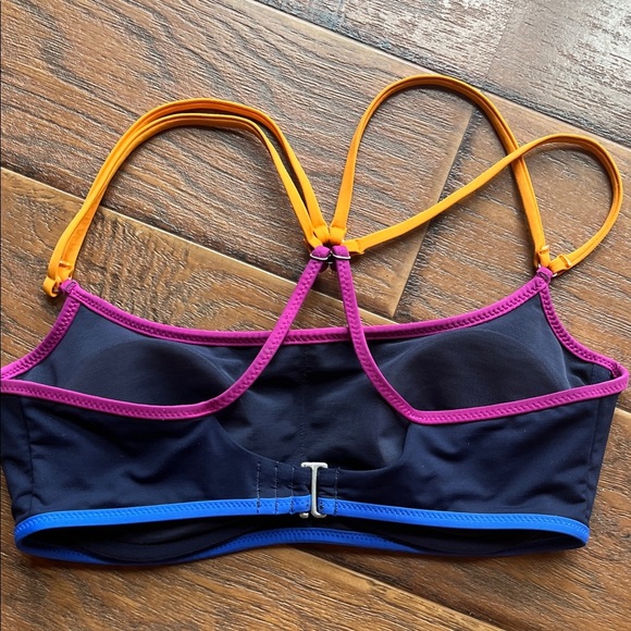 Athleta Navy Bikini Top with Pink and Orange Accents - Picture 4 of 6